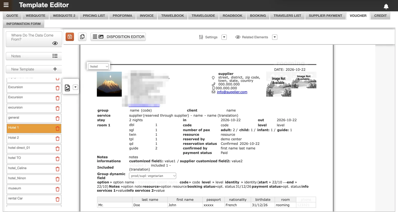 Example of a voucher generated from TOOGO’s Template Editor (demonstration data).