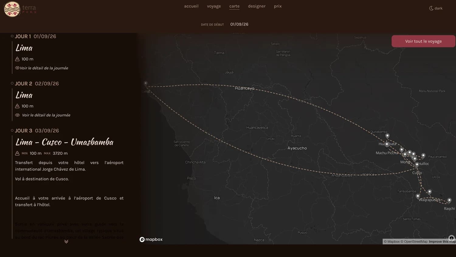TOOGO digital travel book (WEBQUOTE 2) — Peru — the interactive trip map