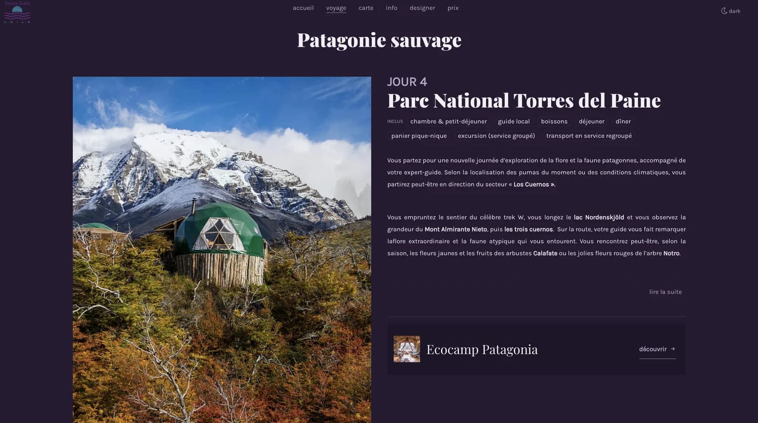 TOOGO digital travel book (WEBQUOTE 2) — Patagonia — the day-by-day